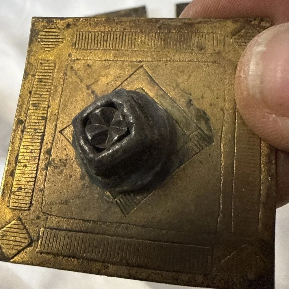 Vintage Lot Brass 6 Arts & Crafts drawer Square Ring pull Steampunk Boho Diamond